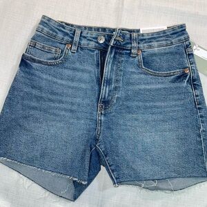 H&M High Waist Blue Denim Shorts